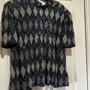 Elegant Navy, Black, and Gray Women's Top